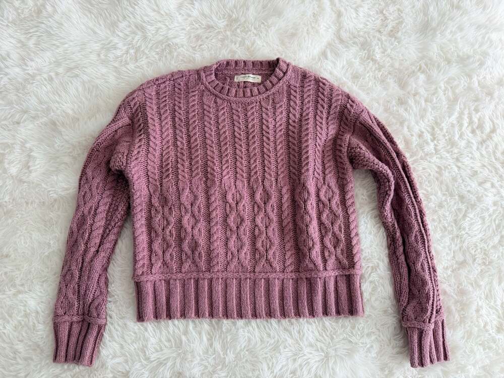 Lucky Brand Pink Mixed Cable Knit Crewneck Sweater XS - Picture 1 of 2